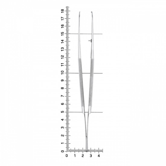 Микропинцет хирургический изогнутый Gomel, 180 мм