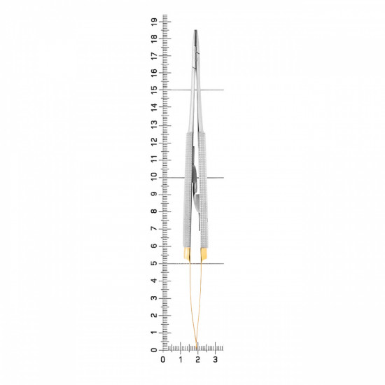 Иглодержатель микрохирургический прямой Castroviejo-Gomel TC, 18 см